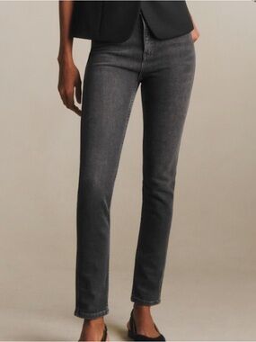 Sezane Slim Parfait Denim Jean Middle Grey Washed Black 44 US 12